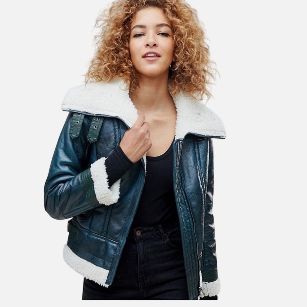 Women's Blue Shearling Jacket